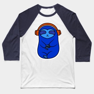 Happy Blue Sloth Listening to Music Baseball T-Shirt